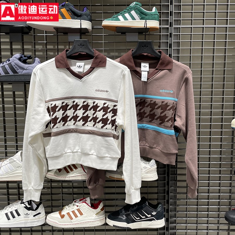 阿迪达斯三叶草女装2025新款时尚套头衫运动休闲卫衣 KC2689 2690