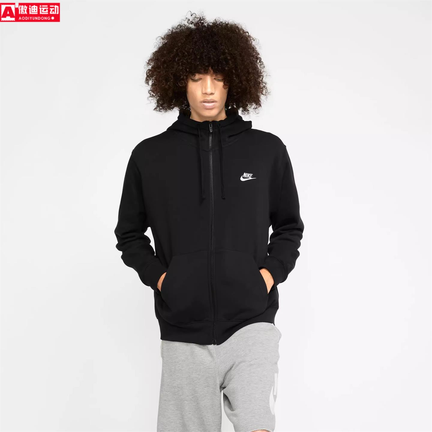 NIKE耐克男装2025冬新款针织加绒保暖连帽运动外套夹克BV2646-010