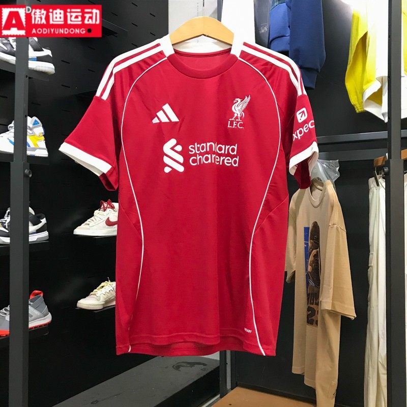 阿迪达斯男装2025秋季款25/26利物浦球迷版透气足球短袖T恤JV6423
