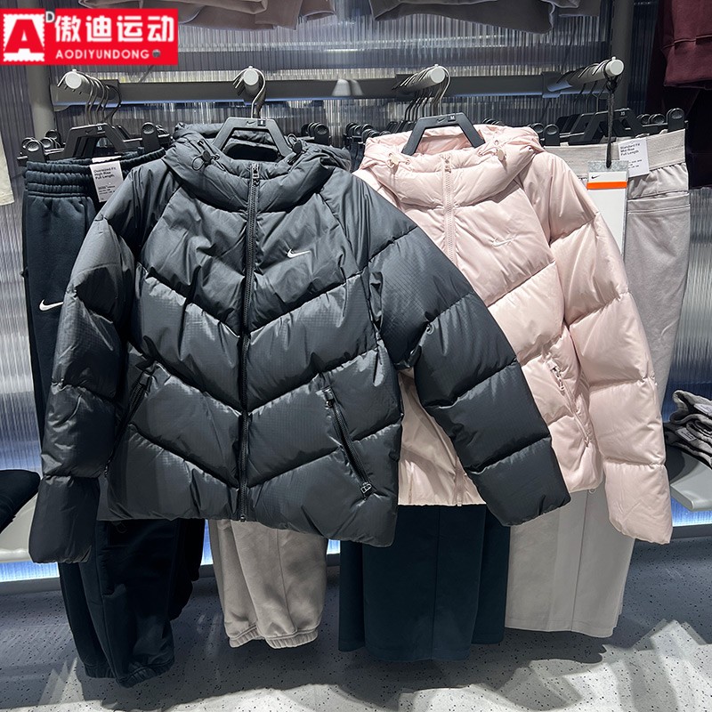 耐克羽绒服女2025冬新款连帽防风拒水保暖休闲外套HV5236-010-667