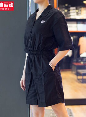 PUMA彪马女装2023夏款收腰连体衣宽松透气运动短袖短裤 620632-01