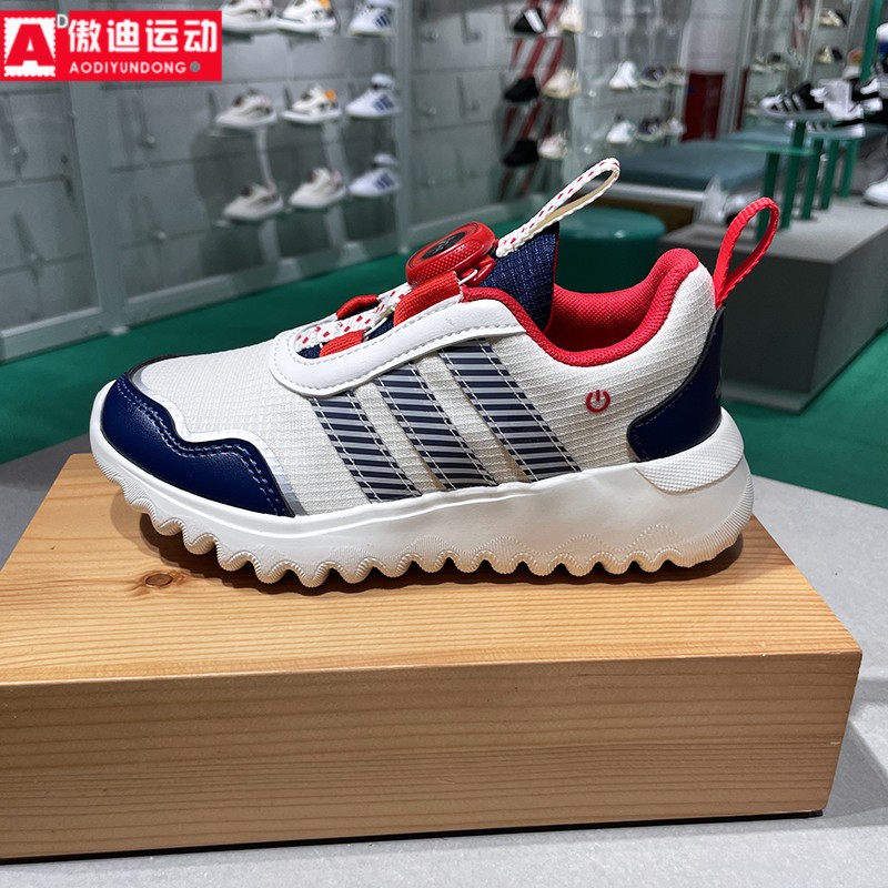 阿迪达斯童鞋2025春季款一脚蹬BOA旋转按钮发光轻便休闲鞋 JS3090