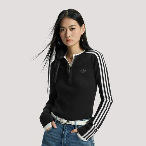 Adidas 阿迪达斯三叶草女子2026冬款简约修身内搭长袖卫衣 KS5333