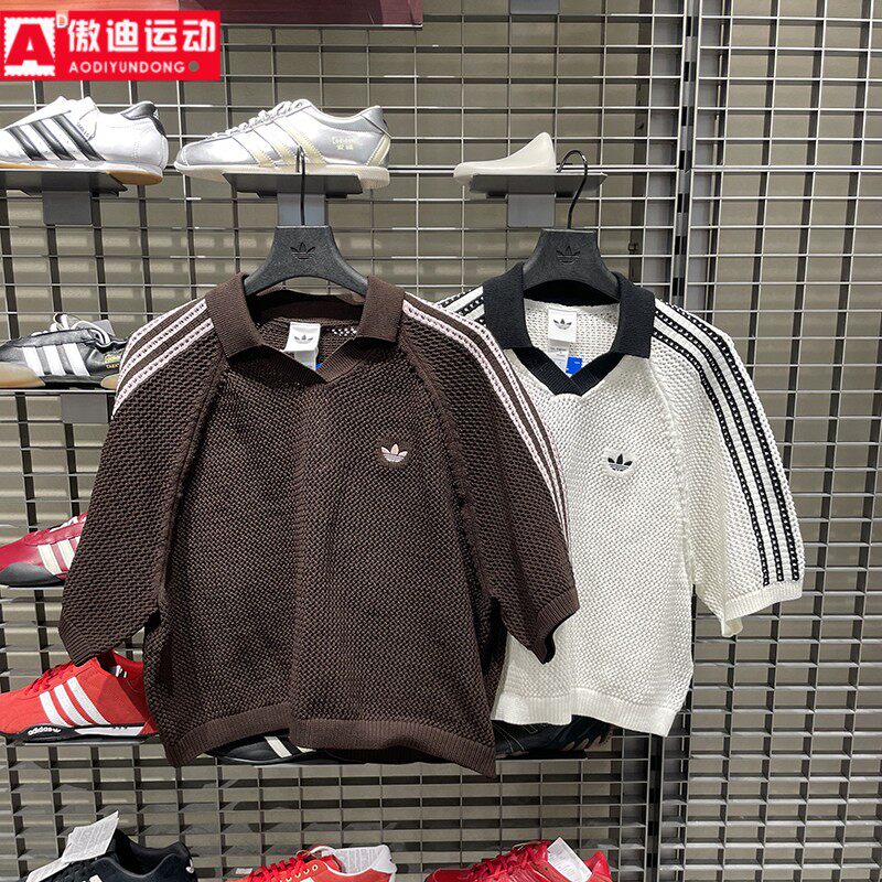 阿迪达斯三叶草女装2026夏优雅针织运动半袖POLO衫 KC6490 KE0198