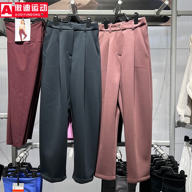 耐克女裤2026春新款简约双面针织舒适宽松褶裥直筒长裤IF0322-010