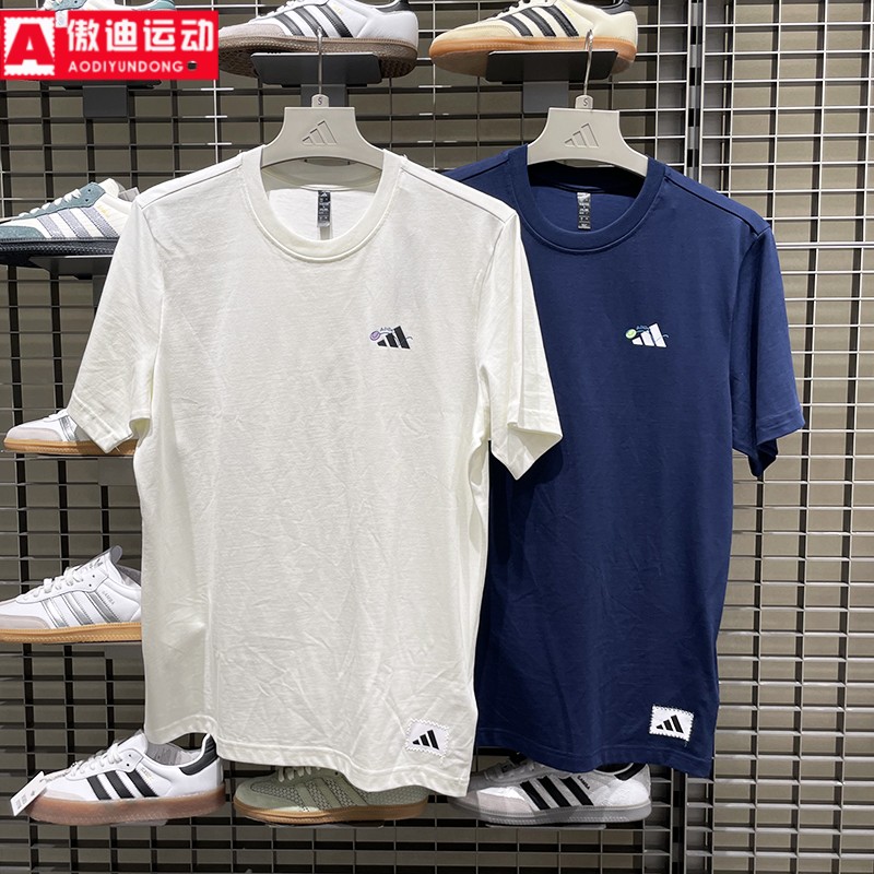 阿迪达斯男装2025秋新款宽松印花网球运动圆领短袖T恤KC5319 2868