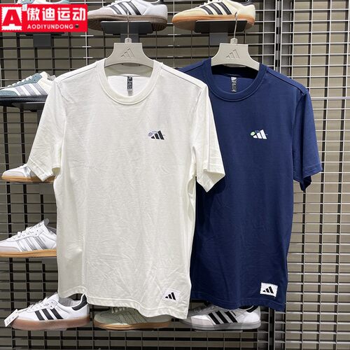 阿迪达斯男装2025秋新款宽松印花网球运动圆领短袖T恤KC5319 2868
