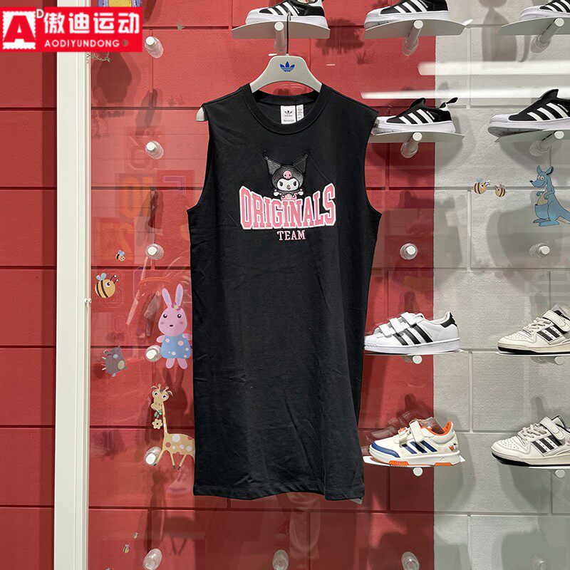 阿迪达斯无袖圆领连衣裙