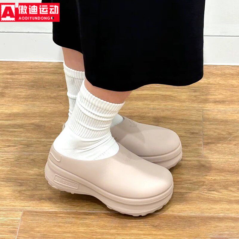 阿迪达斯三叶草女鞋厚底增高拖鞋