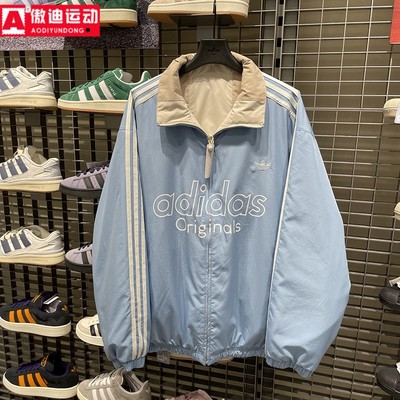 阿迪达斯棉服男装2025冬款防风保暖舒适双面穿运动连帽外套KS5955