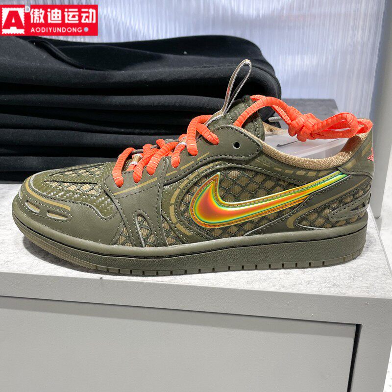 Nike耐克女鞋2026春季新品AJ1撞色镭射大勾运动休闲鞋 HQ2186-300