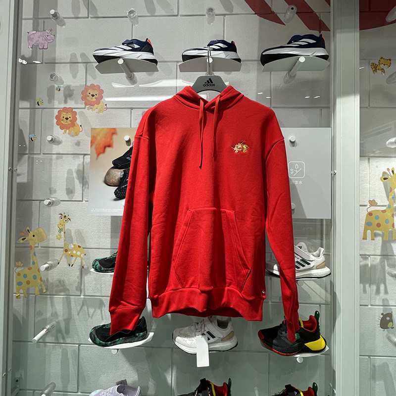 ADIDAS阿迪达斯男装2024春龙年龙头刺绣图案休闲卫衣套头衫JE6114