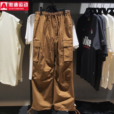 耐克运动风抽绳阔腿工装裤长裤