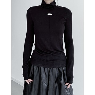 女修身 打底衫 百搭通勤叠穿内搭上衣 简约风堆堆领长袖 浮木兮