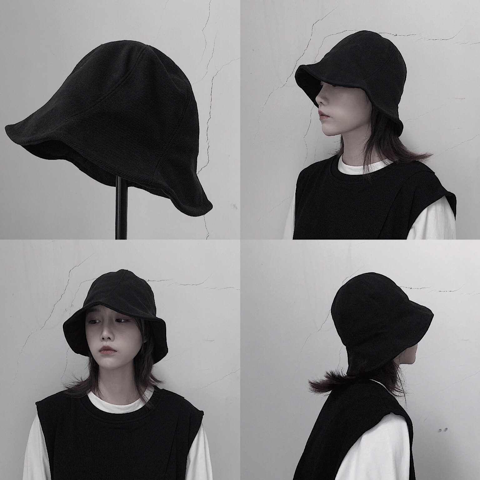 浮木兮/山本耀司小众斜纹渔夫帽