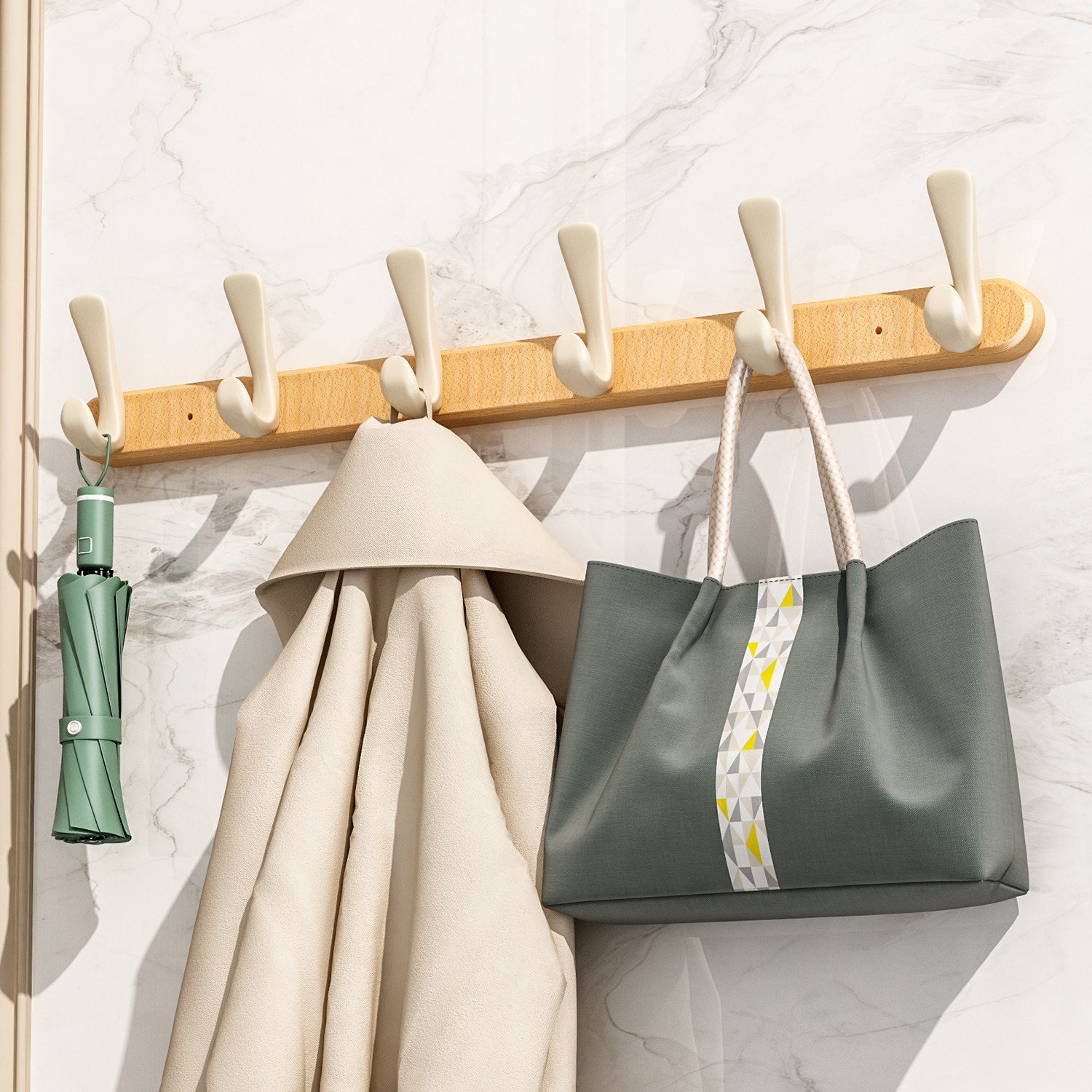 挂衣钩上墙打孔一排壁挂玄关入户门衣柜挂钩进门挂衣服架创意墙上,家庭/个人清洁工具,粘钩,淘宝优惠券,粉丝福利购,淘宝优惠卷