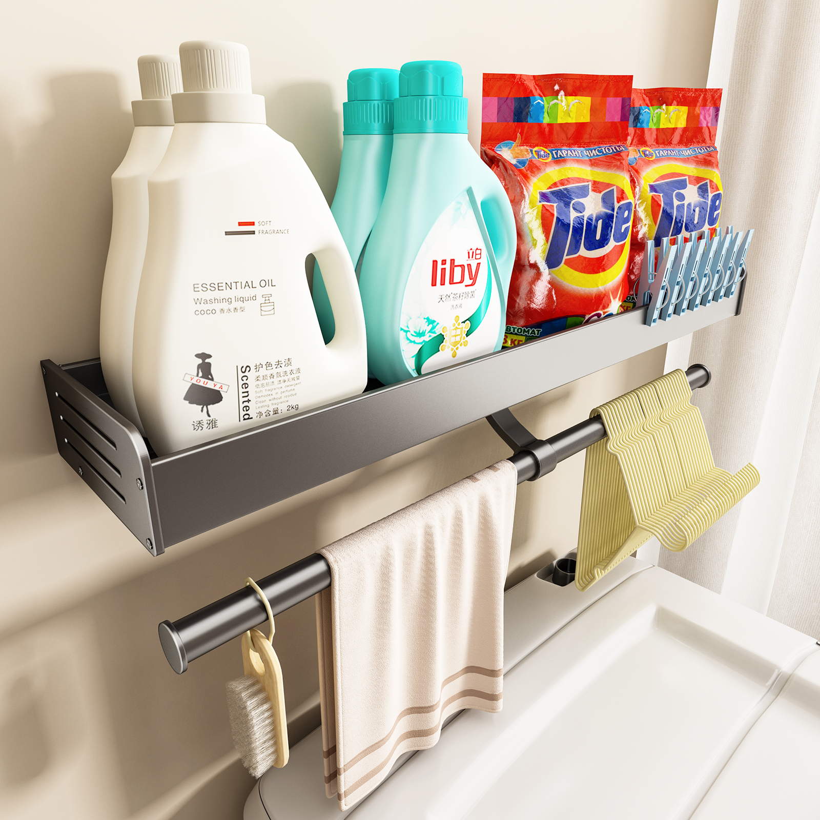 阳台洗衣池台上置物架