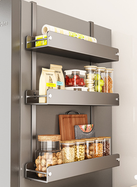 冰箱置物架侧面收纳挂架厨房用品多层保鲜膜调料瓶免打孔侧壁挂架