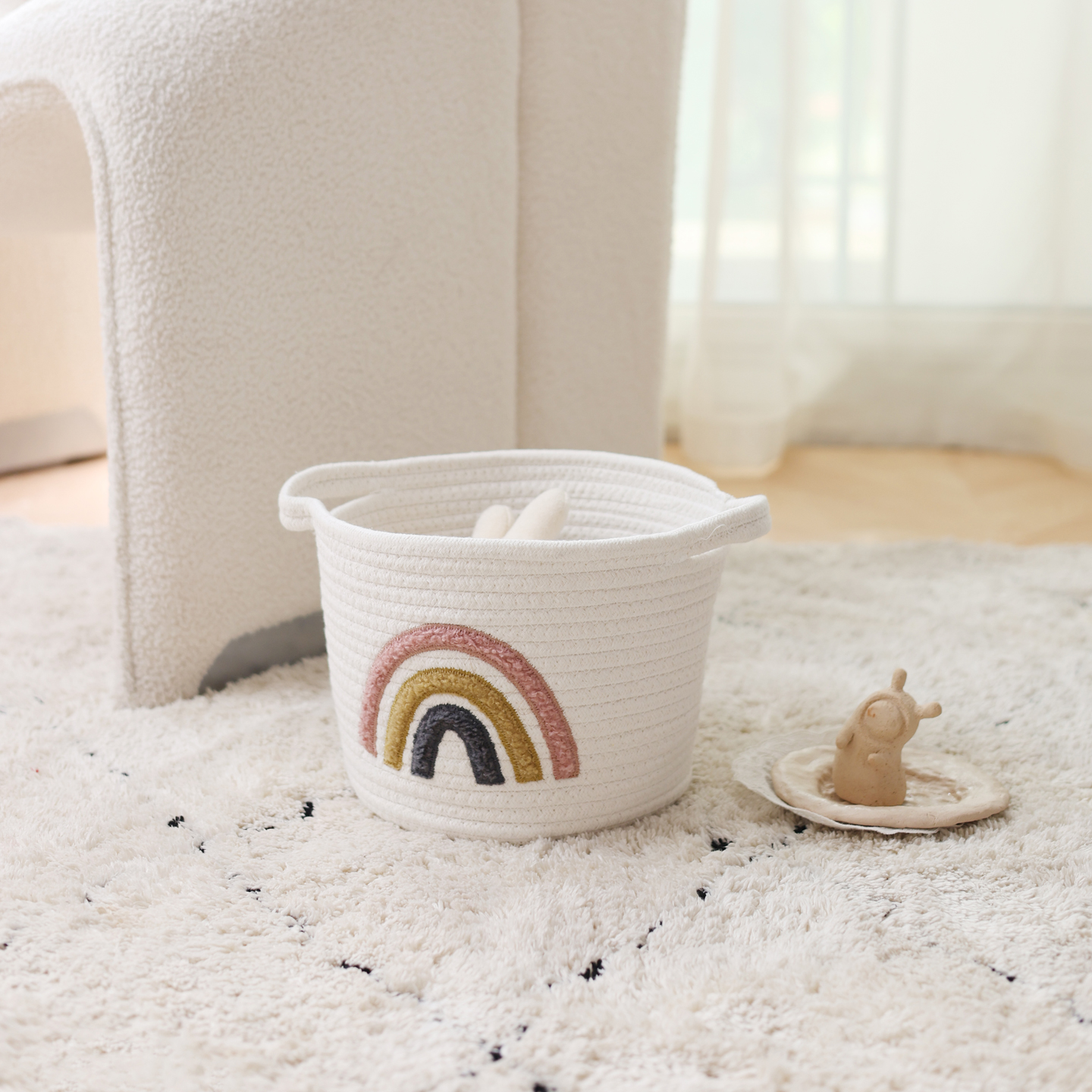 筱原北欧零食收纳筐棉绳刺绣