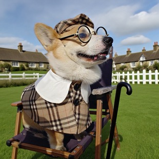 宠物衣服复古英伦斗篷柯基狗潮牌时尚披肩小红书拍照衣帽ins春夏