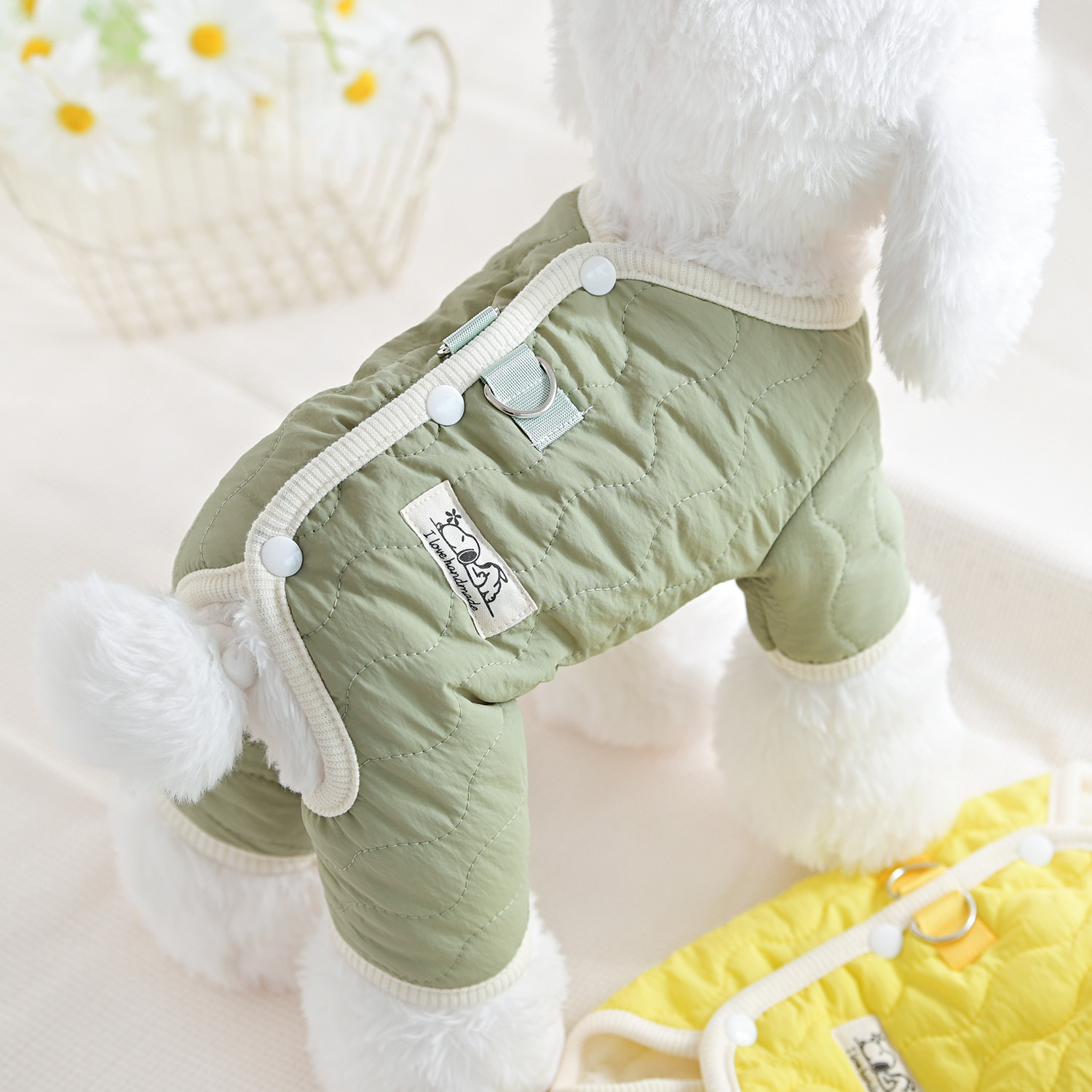 背扣宠物泰迪小型幼犬狗狗衣服四脚秋冬装加绒加厚保暖可牵引棉衣