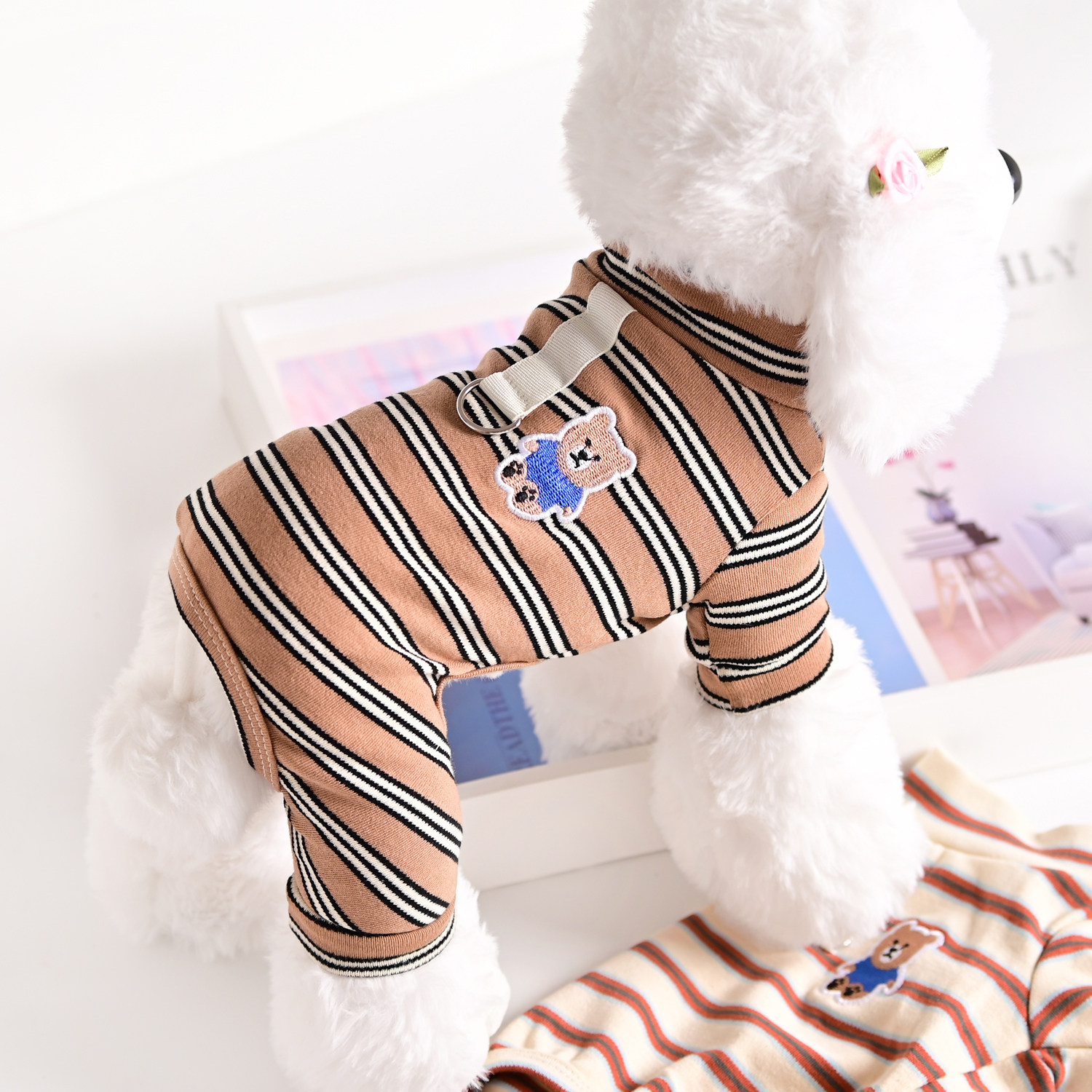 宠物狗狗四脚衣服小型幼犬可牵引泰迪比熊纯棉睡衣春秋夏天家居服图片