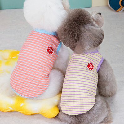 宠物小狗狗衣服幼犬贵宾比熊泰迪猫咪防掉毛背心条纹春秋夏季薄款