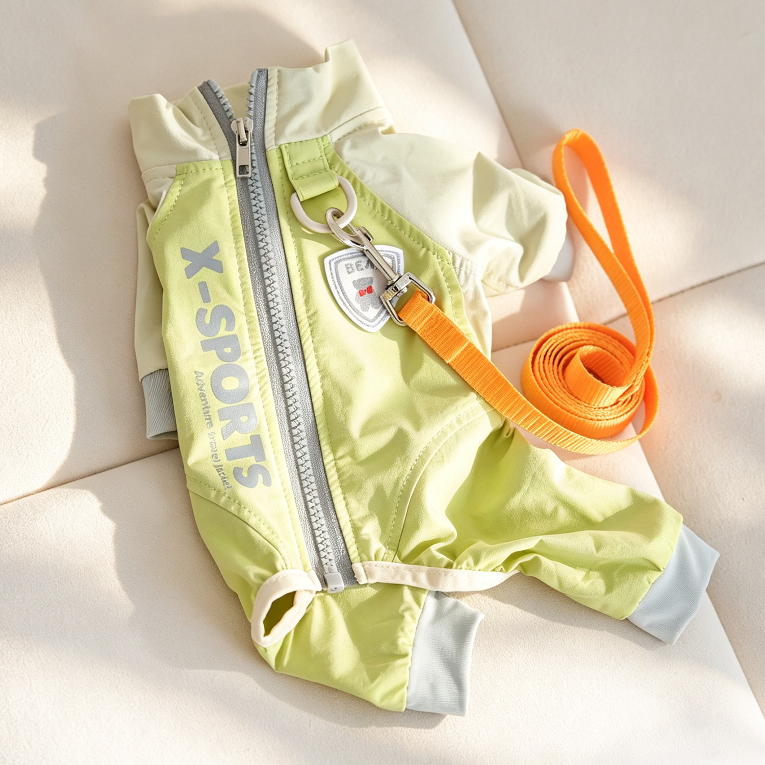 拉链宠物泰迪比熊小型犬狗狗衣服薄款四脚春夏装外出防尘裤可牵引