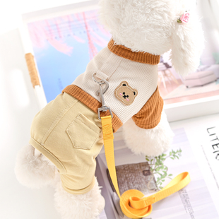 宠物小型幼犬贵宾泰迪比熊狗狗衣服春秋款夏季薄款2025四脚可牵引