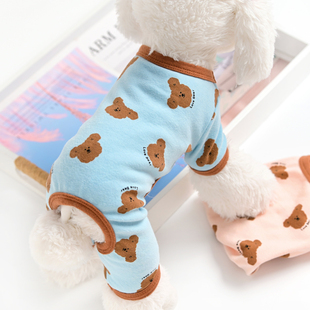 宠物小型犬比熊泰迪狗狗衣服四脚春秋夏季薄款纯棉打底衫冬天睡衣
