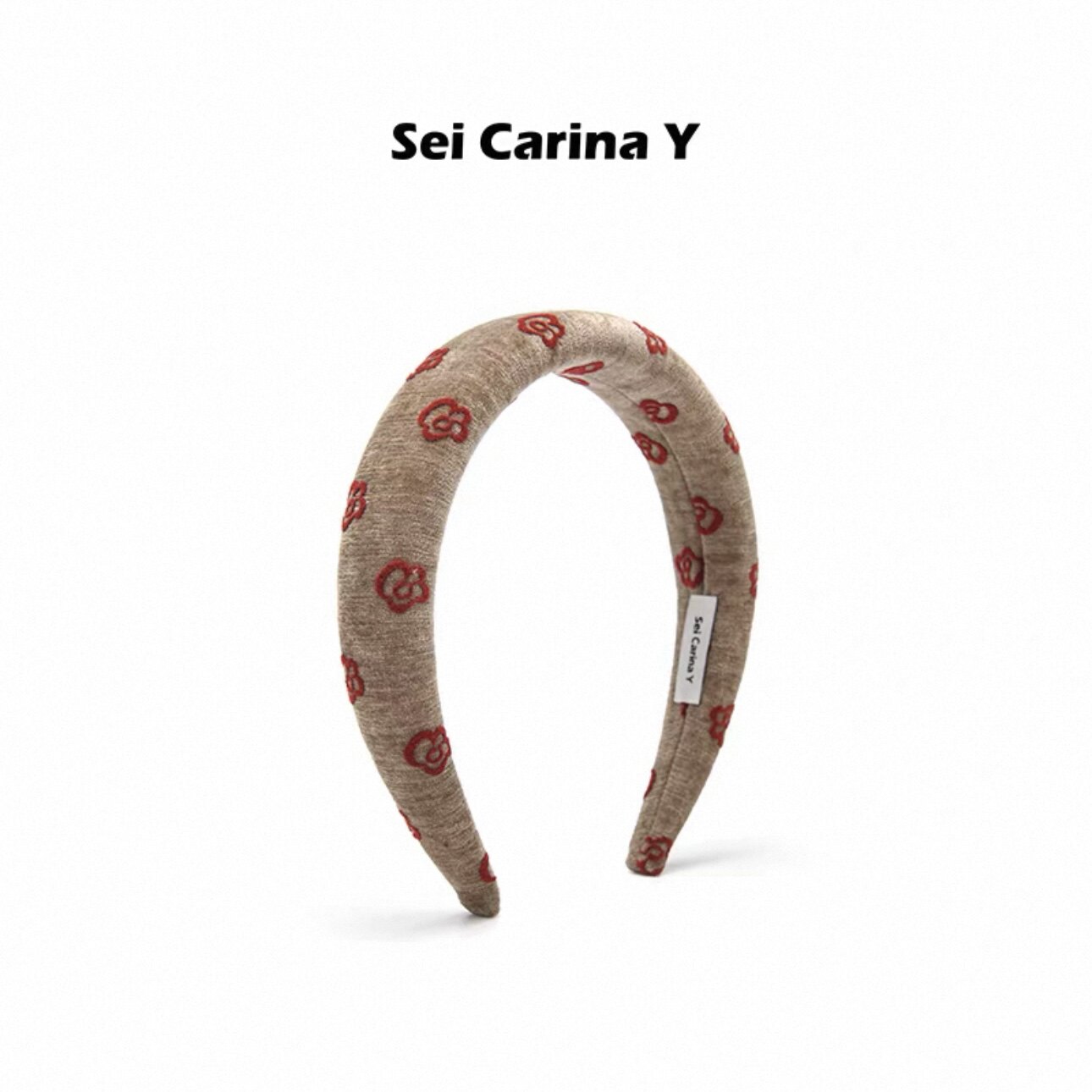 Sei Carina Y丝绒红色花朵发箍复古丝绒秋冬压发头箍发捆高颅顶
