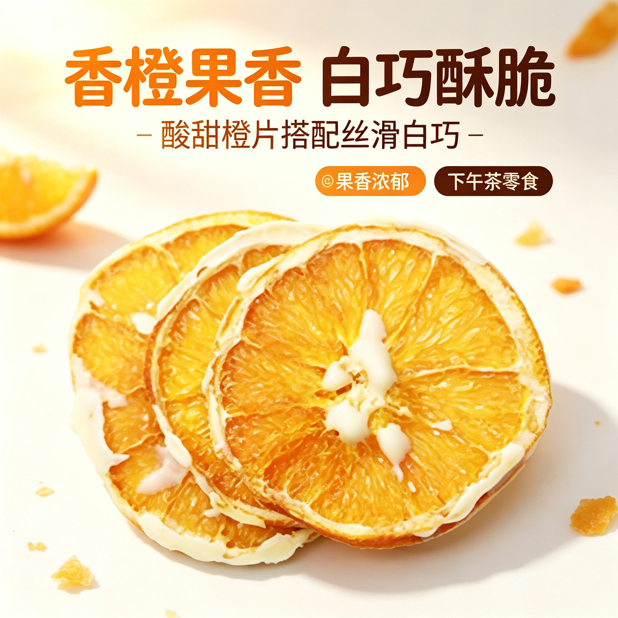 低脂橙子巧克力片膳食纤维休闲解馋小零食冻干橙子片办公室小零食