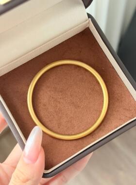 古法素圈手镯女磨砂钛钢不掉色轻奢精致高级感简约时尚百搭首饰