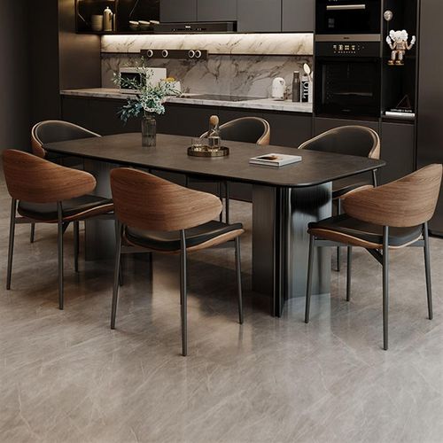 精选意式极简小户型m长方形家用客厅现代简约岩板餐桌轻奢饭桌餐