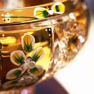 精选捷克工艺镀金珐琅水晶玻璃水B果盘创意现代小吃水果盘欧式 客