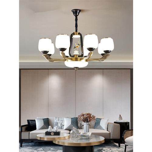 新品觅心四季家园新中式客厅吊灯简约现代大气锌合金别墅复式楼卧