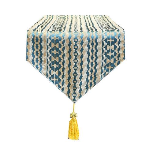 精选北欧轻奢桌旗绸n缎现代简约新中式美式欧式几何茶几旗长条桌