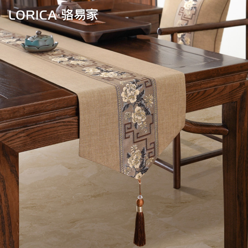 精选禅意i防水桌旗新中式茶席茶桌垫布茶台布艺长条茶几桌布