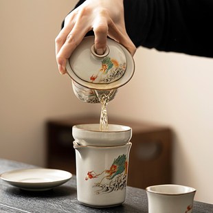 手抓碗泡茶 优选龙年汝窑三才盖碗茶杯单个家用泡茶I具防烫新中式