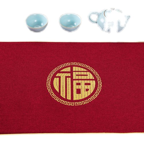 精选新中式中国风禅意刺绣防水桌旗茶台P布艺长条桌布茶几盖