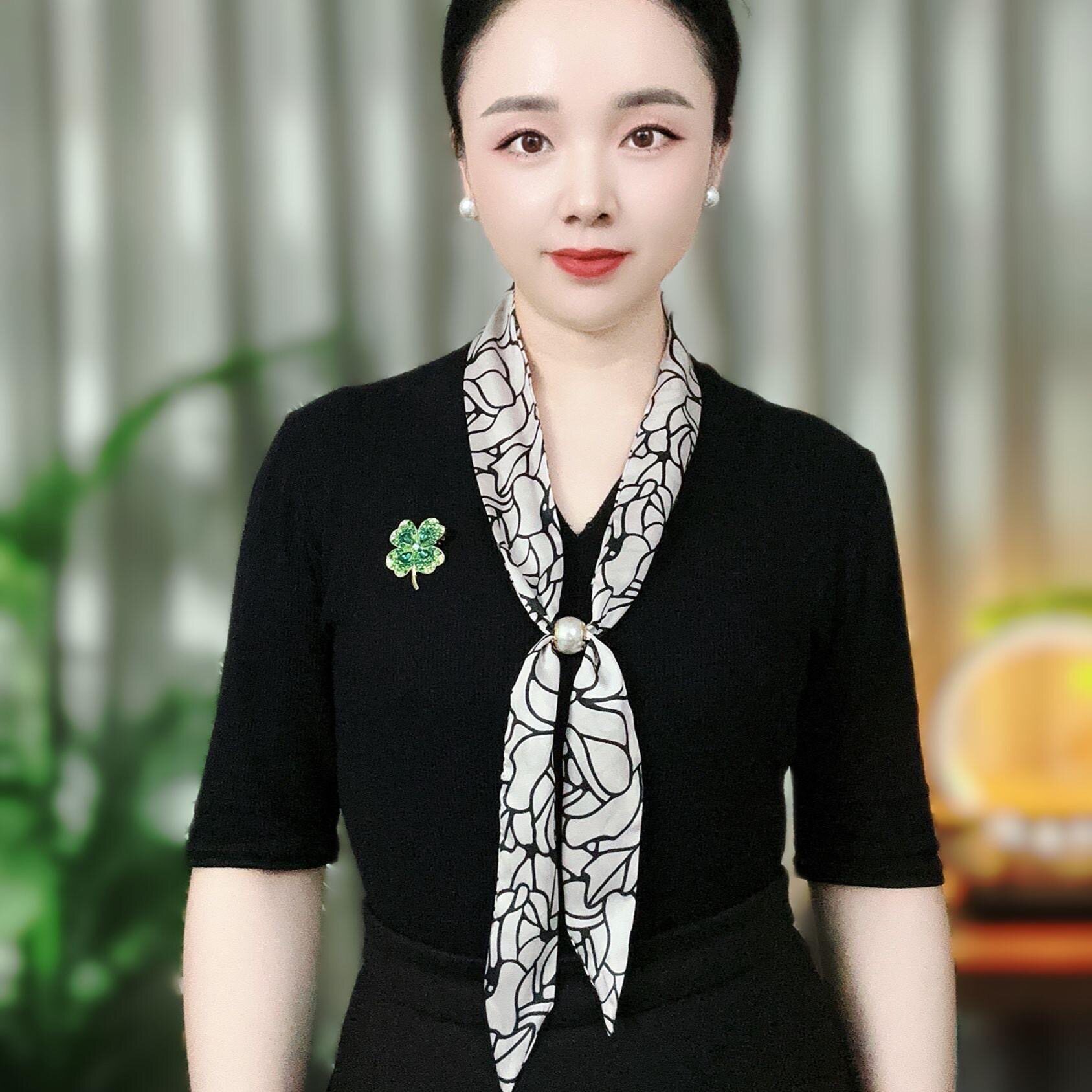 春夏新款女士贝珠长条丝巾夏季项链薄款高品质气质百搭韩版领巾