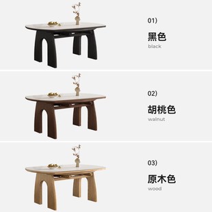 伸缩现代简I约奶油风家用饭桌可变圆桌 精选岩板餐桌椅新款