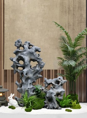 优选新中式仿真太湖石q摆件落地枯山水室内景观入户玄关造景仿真