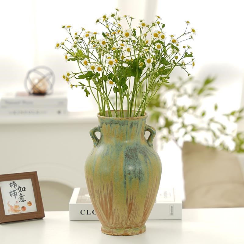 优选新中式e景德镇陶瓷花瓶复古油画风鲜切花水养花器客厅样板间