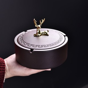 带盖烟灰缸家用客厅潮流创意摆I件办公室禅意个性 精选中式 电木防