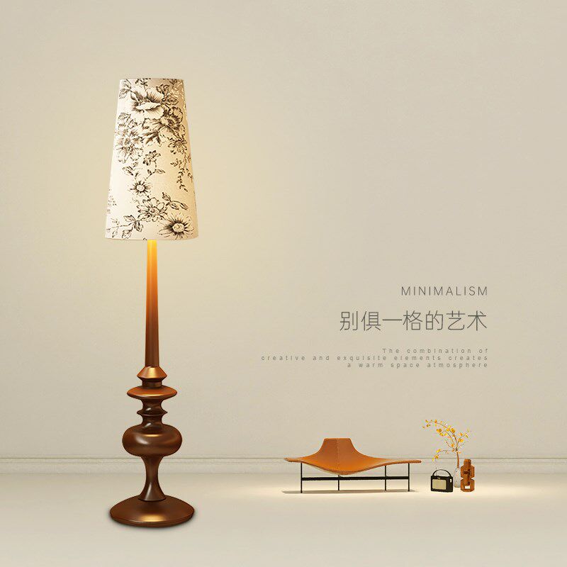优选法式复古f落地灯中古风客厅沙发旁边的角落灯美式侘寂风卧室
