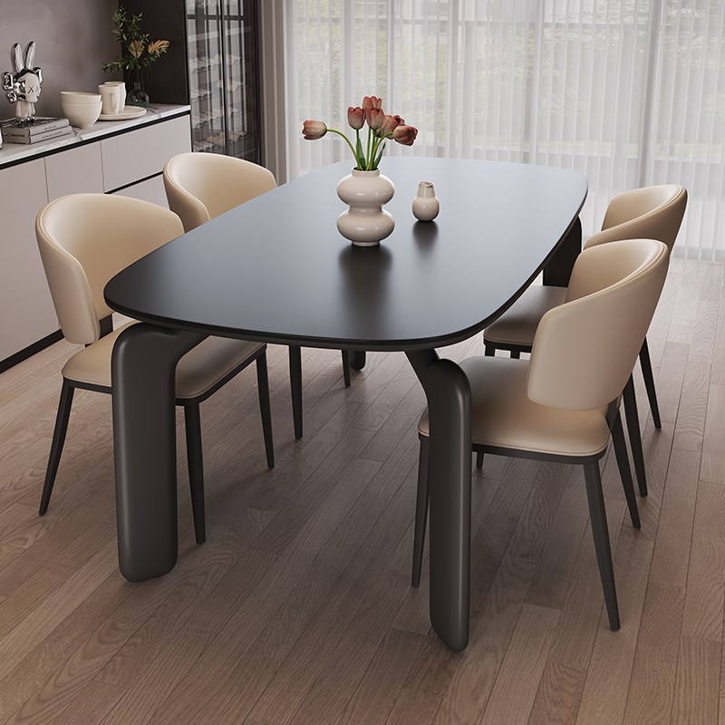 优选岩板餐桌椅组合小户型家x用餐厅现代简约轻奢意式高级感长方