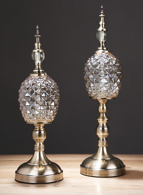 优选欧式轻奢华高档水晶玻璃罐摆件创意美式客厅玄U关样板间家居