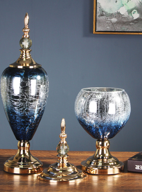 优选欧式餐桌装饰花瓶玻璃花器储物罐轻奢电N视柜装饰品摆件高档