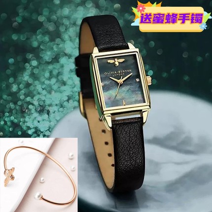 Oliviaburton时尚简约小方盘女士手表OB小蜜蜂轻奢高级感学生女表